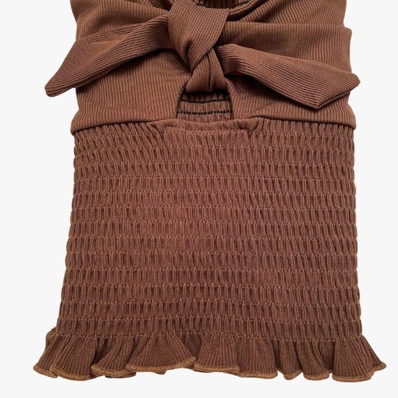 (NWT) Smocked Keyhole Off-Shoulder Top - Brown - Picture 4 of 4